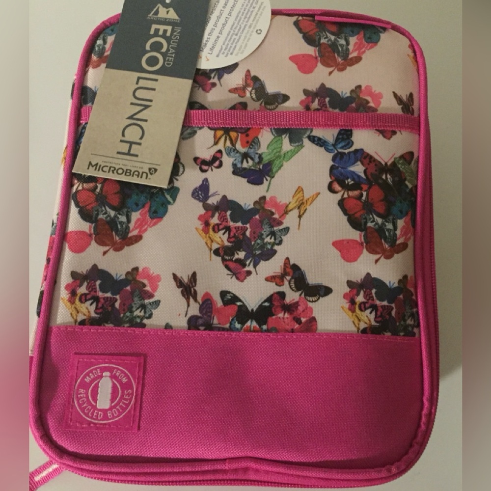 Eco lunch Microban Pink Butterfly Lunch Bag